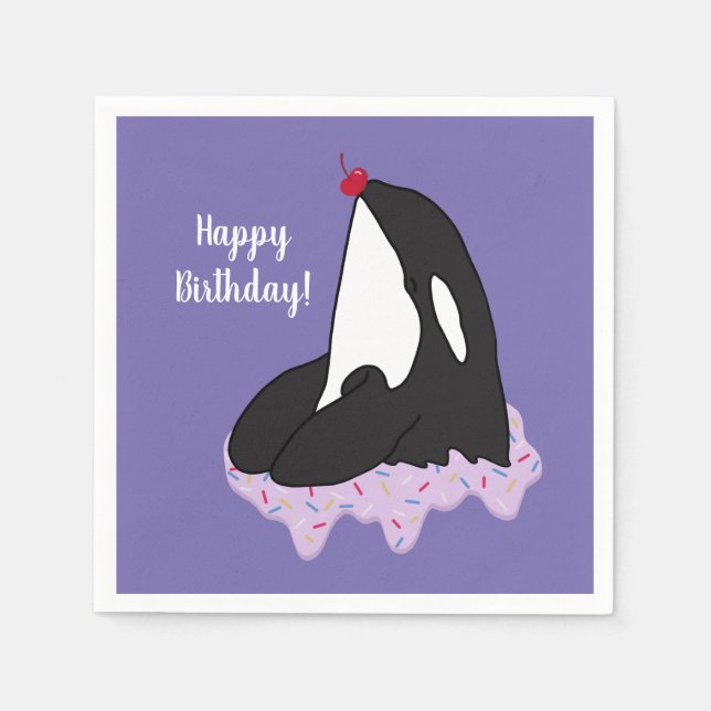 Serviette En Papier Personnalisable Orca Killer Whale Anniversaire ser (Devant)