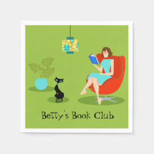 Serviette En Papier Personnalisable Retro Lecture femme Papier serviet