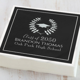 Serviette En Papier Personnalisation Classique Noir et Blanc pour la R