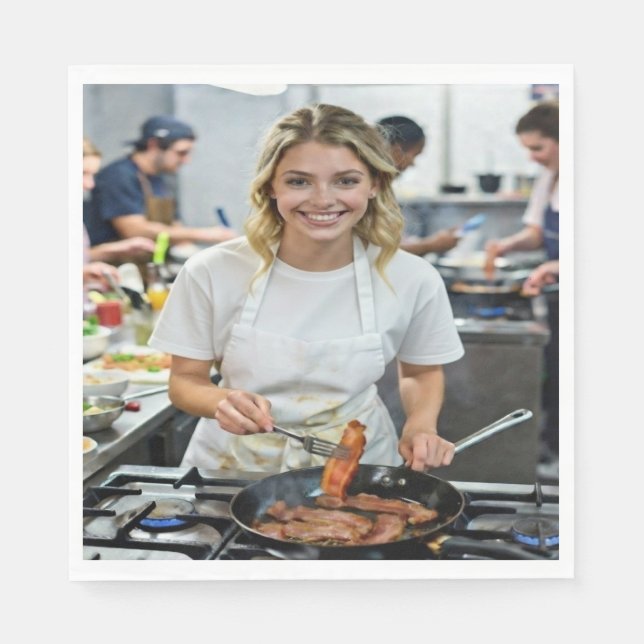 Serviette En Papier Personnalisation de photo de cuisson de bacon (Devant)
