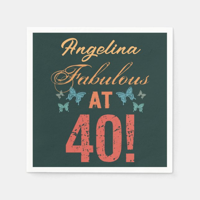 Serviette En Papier Personnalisé 40e anniversaire Fabuleux (Devant)