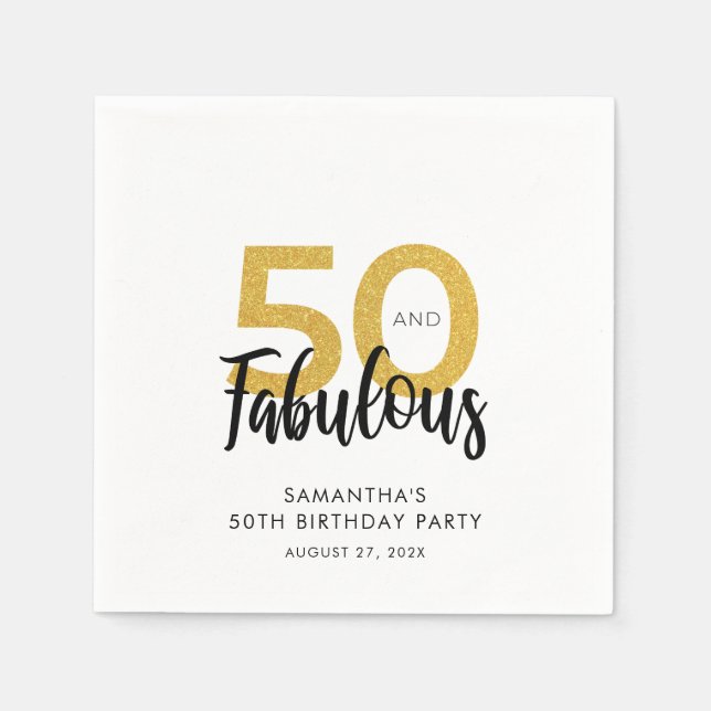 Serviette En Papier Personnalisé 50 et fabuleux papier fête d'annivers (Devant)