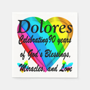 SERVIETTE EN PAPIER PERSONNALISÉ 90E ANNIVERSAIRE AMOUR COEUR NAPKINS