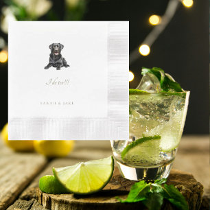 Serviette En Papier Personnalisé Animal Black Lab Mariage couché Naple