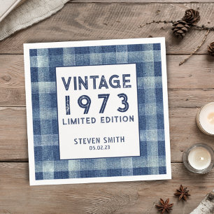 Serviette En Papier Personnalisé Année 40e En vichy fête d'anniversair