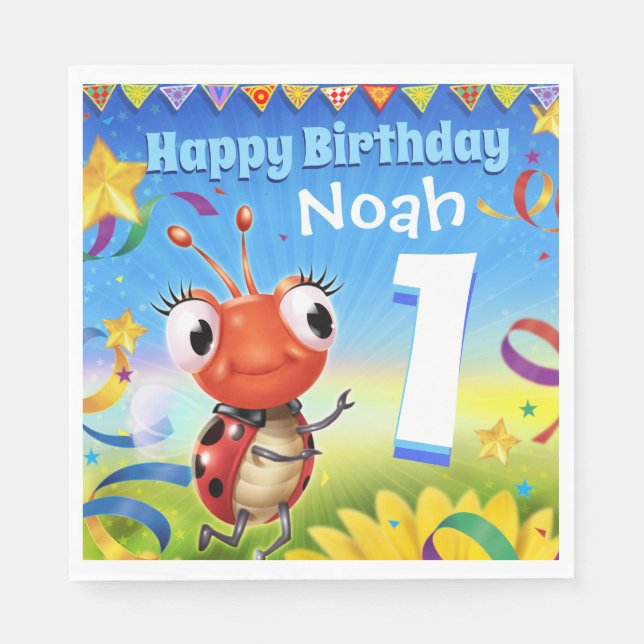 Serviette En Papier Personnalisé Anniversaire de la fête Garçon de pap (Devant)