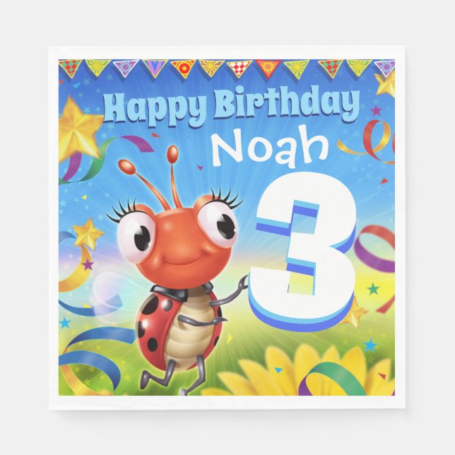 Serviette En Papier Personnalisé Anniversaire Garçon de papier de fête (Devant)