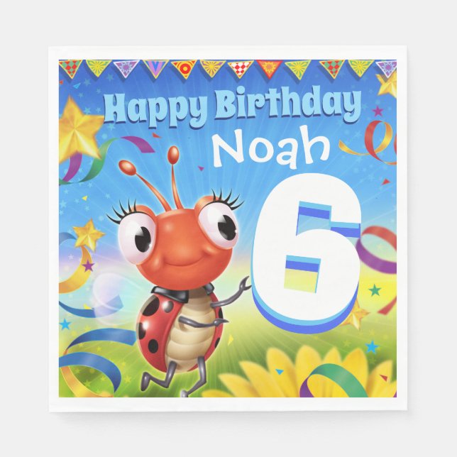 Serviette En Papier Personnalisé Anniversaire Garçon de papier de fête (Devant)