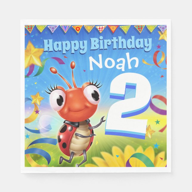 Serviette En Papier Personnalisé Anniversaire Garçon de papier de fête (Devant)