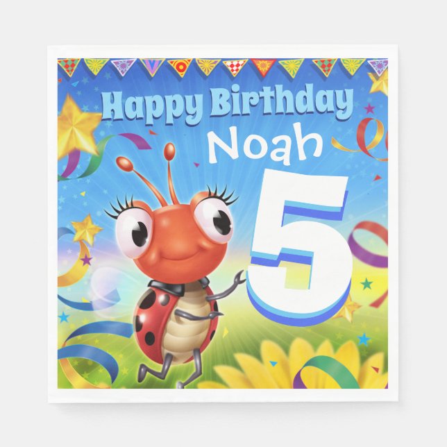 Serviette En Papier Personnalisé Anniversaire Garçon de papier de fête (Devant)