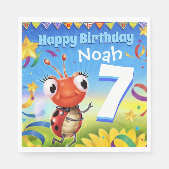 Serviette En Papier Personnalisé Anniversaire Garçon de papier de fête (Devant)