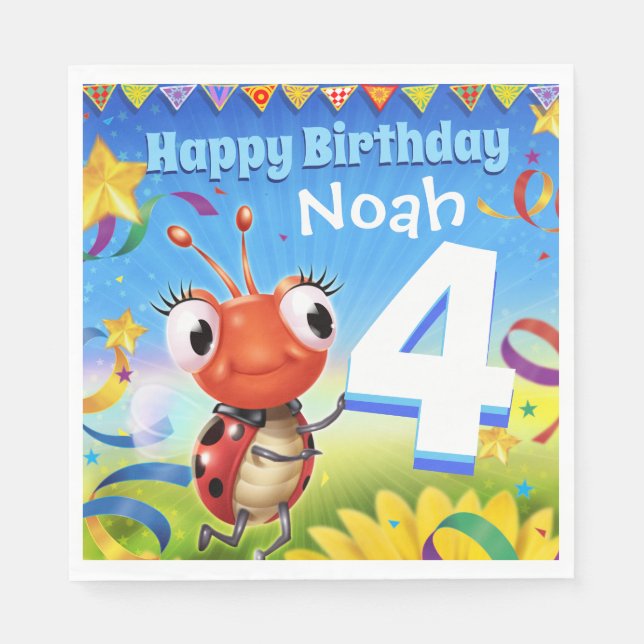 Serviette En Papier Personnalisé Anniversaire Garçon de papier de fête (Devant)