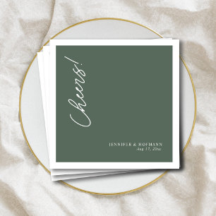 Serviette En Papier Personnalisé Blanc "Cheveux !" Mariage vert Sage