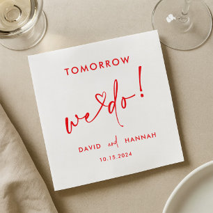 Serviette En Papier Personnalisé Demain Nous Répétons Dîner Rouge