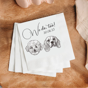 Serviette En Papier Personnalisé Deux Cocktails pour animaux Mariage d