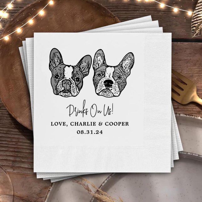 Serviette En Papier Personnalisé Deux Cocktails pour animaux Mariage d (Créateur téléchargé)