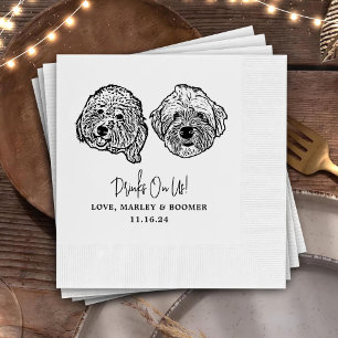 Serviette En Papier Personnalisé Deux Cocktails pour animaux Mariage d