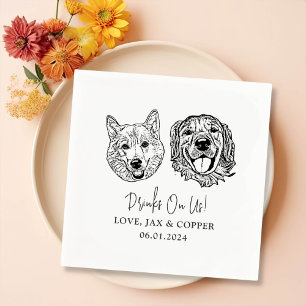 Serviette En Papier Personnalisé Deux Cocktails pour animaux Mariage d