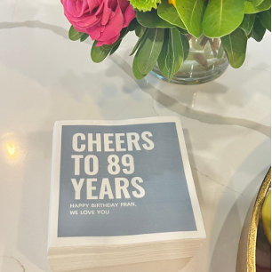 Serviette En Papier Personnalisé Dusty Bleu Anniversaire Année Napkin