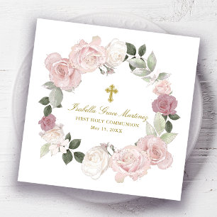 Serviette En Papier Personnalisé Editable Première Sainte Communion