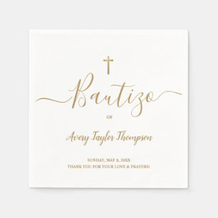 Serviette En Papier Personnalisé Elegant Gold Cross Bautizo espagnol
