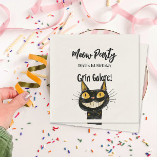 Serviette En Papier Personnalisé Funny Black Kitty fête d'anniversaire
