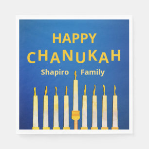 Serviette En Papier Personnalisé Happy Chanukah Menorah