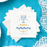 Serviette En Papier Personnalisé "Happy Hanoukka"<br><div class="desc">Festive personnalisé Happy Hanoukka design.</div>