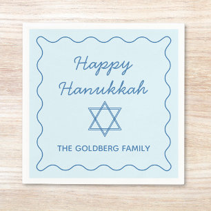 Serviette En Papier Personnalisé Jewish Star Blue Happy Hanoukka Party