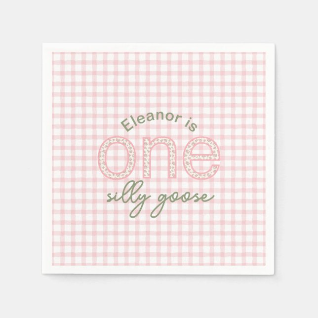 Serviette En Papier Personnalisé "One Silly Goose" Anniversaire Napkin (Devant)