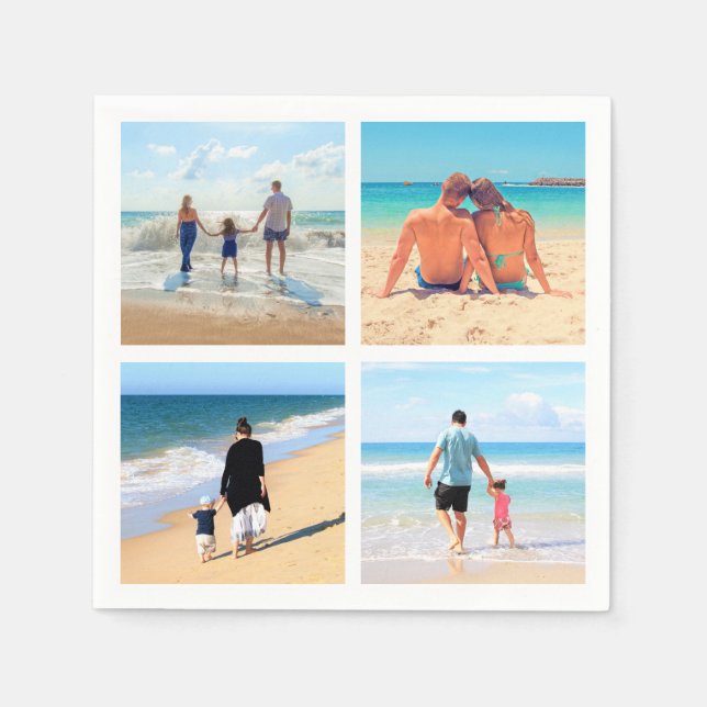 Serviette En Papier Personnalisé Personnalisé Votre Collage Photo Napk (Devant)