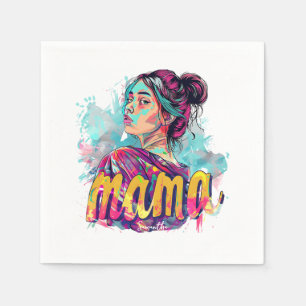 Serviette En Papier Personnalisé Retro Mama Pop Art (13)