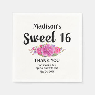 Serviette En Papier Personnalisé Sweet 16 Sweet sixteen Floral Rose