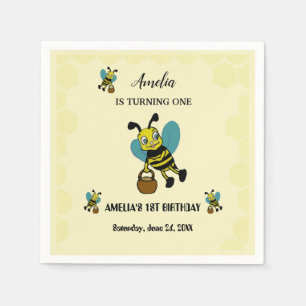 Serviette En Papier Personnalisé thème de l'abeille 1er fête d'anniver