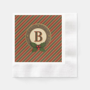 Serviette En Papier personnalisé traditionnel coloré Noël rayé