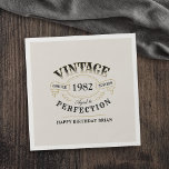 Serviette En Papier Personnalisé Vintage Âgé À Perfection Anniversaire<br><div class="desc">L'or noir et le beige amusant vintage vieilli à la perfection serviettes d'anniversaire adulte pour les hommes,  idéal pour toute célébration d'anniversaire d'âge,  ou d'autres occasions. Personnalisez-le avec votre propre texte.</div>