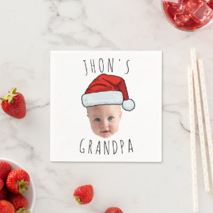 Serviette En Papier Personnalisé Visage bébé Père Noël Chapeau Photo d