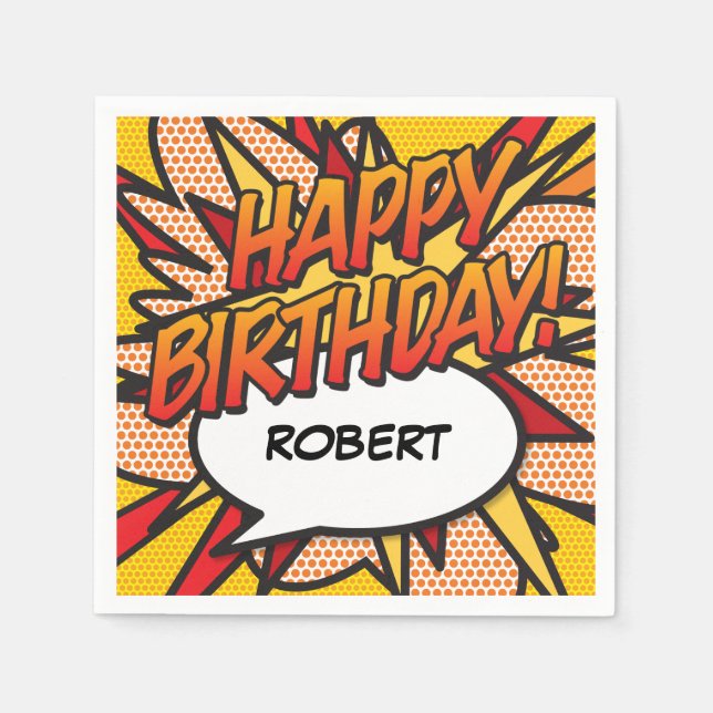 Serviette En Papier Personnalisée HAPPY BIRTHDAY Fun Speech Bubble (Devant)