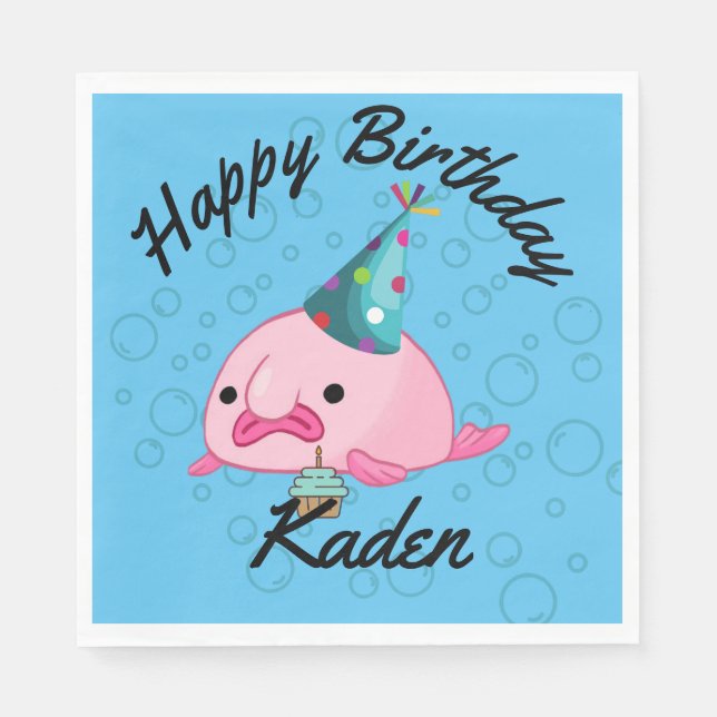Serviette En Papier PersonnaliséParty on Birthday Blobfish Plaque papi (Devant)