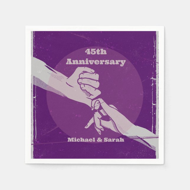 Serviette En Papier Personnaliser anniversaire couple romantique main  (Devant)