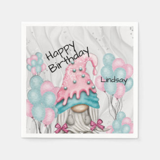 Serviette En Papier Personnaliser Anniversaire Gnome Ballons fille