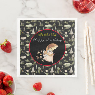 Serviette En Papier Personnaliser Automne Raccoon Texte et couleur