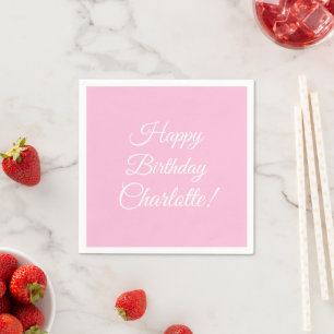 Serviette En Papier Personnaliser avec nom, Joyeux Anniversaire, rose