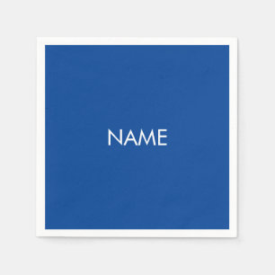 Serviette En Papier Personnaliser avec nom, texte minimaliste bleu bla