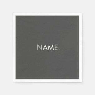 Serviette En Papier Personnaliser avec nom, texte minimaliste gris fus