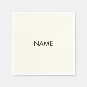 Serviette En Papier Personnaliser avec nom, texte minimaliste ivoire n
