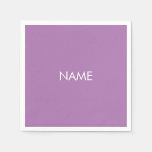 Serviette En Papier Personnaliser avec nom, texte minimaliste lavande