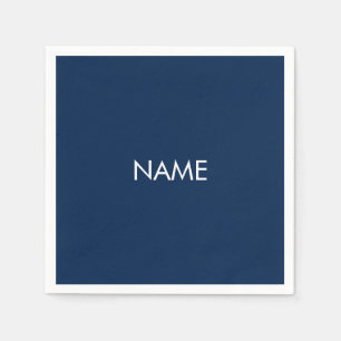 Serviette En Papier Personnaliser avec nom, texte minimaliste marine b