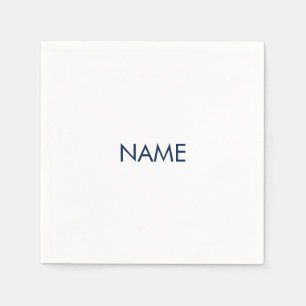 Serviette En Papier Personnaliser avec nom, texte minimaliste marine b