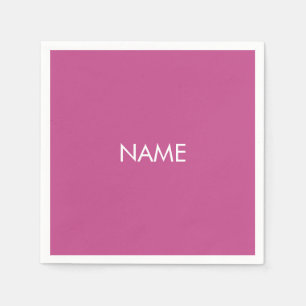 Serviette En Papier Personnaliser avec nom, texte minimaliste rose fon